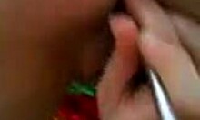 aroused amateur babe inserts screwdriver in her twat 😈