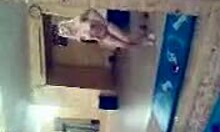 blonde hottie dances naked in gym.