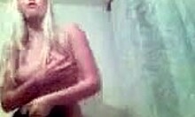 Seductive amateur blonde dances and reveals her assets