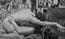 Sexy amateur sweetie engages in hot threesome action with natural tits and stockings.