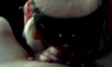 Slutty wife blows masked husband