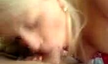 Glamorous blonde deeply throats her boyfriend's big dick in a private pov scene.