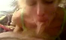 PETITE GIRLFRIEND SUCKS COCK AND BALLS!