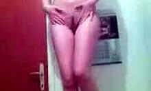 Seductive amateur blonde dances and reveals her assets