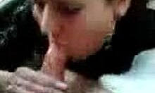 In this homemade video, a gorgeous russian brunette passionately sucks her boyfriend's big cock.