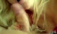 Glamorous blonde deeply throats her boyfriend's big dick in a private pov scene.