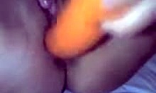 young sweetie satisfying herself with big dildo in private homemade moaning