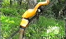 dazzling amateur hottie masturbating in nature, she whispers breathlessly