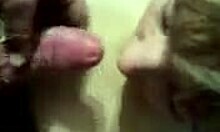 Petite blonde amateur girlfriend sucks and swallows boyfriend's cum in pov