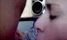 Brunette slut works her tits and mouth on his cock hard!