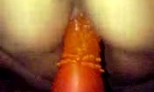 Russian teen masturbates with big orange dildo!