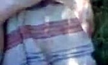 yo, check this russian couple banging hard in the woods