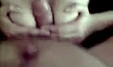 Brunette slut works her tits and mouth on his cock hard!