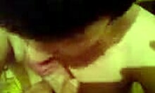 cute short haired girlfriend sucking cock in POV