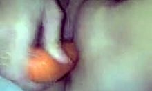 young sweetie satisfying herself with big dildo in private homemade moaning