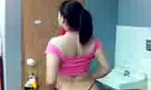 Cute chubby teen with ponytail dances solo and teases with big tits in hot act