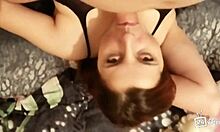 Cute amateur brunette sucks her boyfriend's cock in POV view