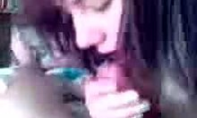 The attractive russian girlfriend blows the hot stud's hard dick in private pov, licking balls.