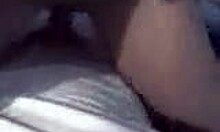 Pierced young 18+ sweetie sucks cock then rides in cowgirl position