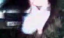 I watch my drunk redheaded girlfriend flash her big tits outdoors in the car