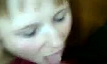 Blond hoe getting facial cum in front of camera for wild action