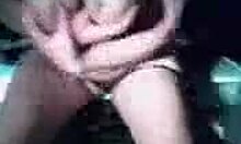 I watch my drunk redheaded girlfriend flash her big tits outdoors in the car