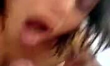 fuckable amateur girlfriend gives blowjob to boyfriend in home video, sucking his cock orally