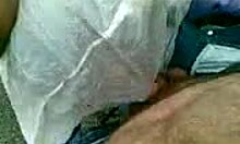 girl with bag deepthroats cock outdoors, wanna see?