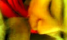 Busty amateur brunette sucks big cock then takes wild anal