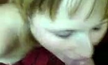 Blond hoe getting facial cum in front of camera for wild action