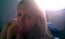 Busty blonde feels amazing sucking big cock