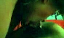 couple enjoys homemade bed play with young girlfriend and condom