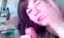 The attractive russian girlfriend blows the hot stud's hard dick in private pov, licking balls.