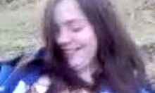 Horny Russian Whore Sucks Dude's Cock Outdoor, Spreading Shaved Pussy For Blowjob