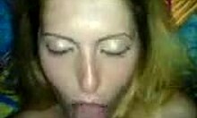 Insatiable blonde amateur teen sucks and fucks in bedroom pov