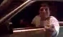 Drunk Russian guys joyfully drive naked ladies on their car in public