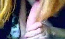 Redhead sucking guys throbbing boner in POV.