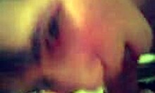 Cute Brunette Girlfriend Eagerly Sucks Boyfriend's Cock with Smile