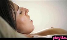 Two petite brunettes lick each other's pussies