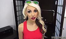 Step-sister surprises her friend with a steamy blowjob