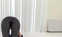 Blonde Emilia's Yoga Striptease Fetish