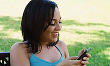 horny brunette teen slammed hard on playground equipment