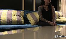 inked brunette kelsi lynn does anything for james deen's big white cock