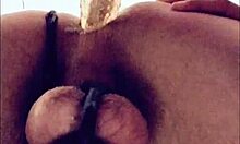 teenage sissy stretches hole with homemade toy