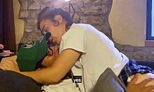 classmates fucking on sofa in dirty sex game!