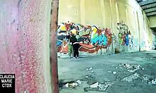 When Street Wall Serves for Hard Fucking with Cumshot