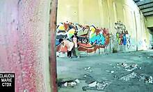 When Street Wall Serves for Hard Fucking with Cumshot