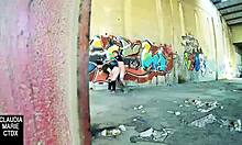 When Street Wall Serves for Hard Fucking with Cumshot