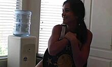 Steamy brunette Gina flaunts perfect body in sexy backstage shower photoshoot. Pure heat!