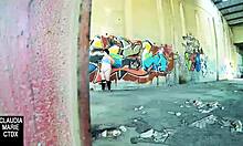 When Street Wall Serves for Hard Fucking with Cumshot